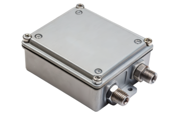 Metal electrical enclosure box isolated with transparent background