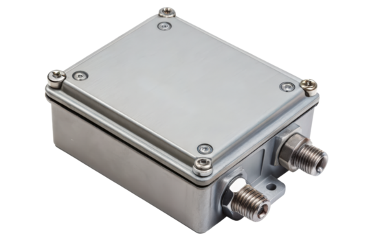Metal electrical enclosure box isolated with transparent background