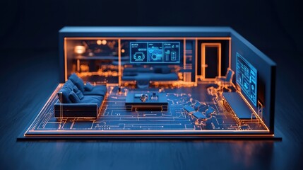Fototapeta premium Transforming modern living a smart holographic home revolution in urban environments
