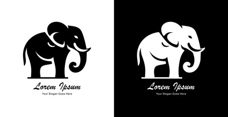 elephant logo design standing upright and modern style