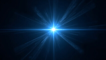 A crisp, icy-blue lens flare with frosted edges and a cold, glowing core, emanating sharp beams on a deep black background. Perfect for winter, sci-fi, and high-tech designs.