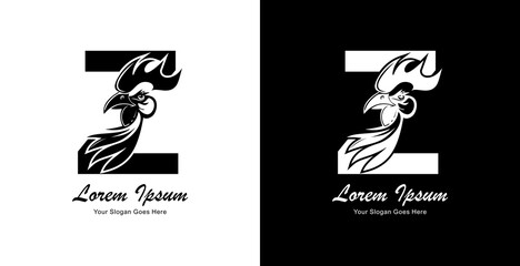 Chicken head logo design combined with the letter Z