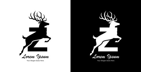 The logo design is in the form of a deer jumping and combined with the letter z