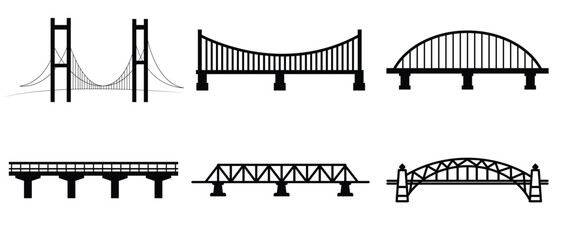 Bridge icons set. bridge line icon set vector. Gate bridge and River architecture symbol vector illustration. Bridge and Arch Icons and Symbols. 