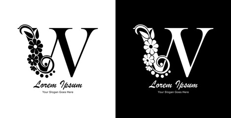 letter W logo design combined with flowers