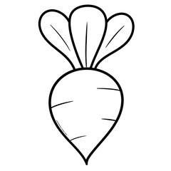 Hand-Drawn Daikon Radish Line Art Illustration
