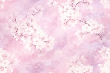 Delicate pink cherry blossom pattern on soft pastel background. Japanese sakura floral design for fabric, wallpaper, or spring seasonal decor. Romantic feminine aesthetic with copy space.