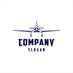 Fighter aircraft logo with retro and classic style design
