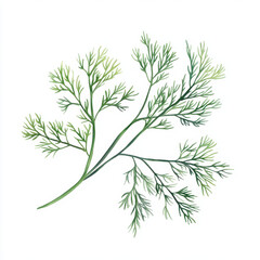 Fototapeta premium Fresh dill frond illustration, showcasing delicate green leaves and intricate details, perfect for culinary or botanical themes