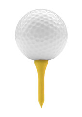 golf ball on pin isolated on white background with clipping path.