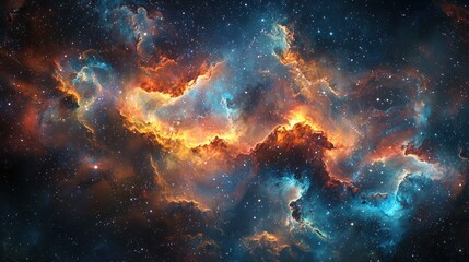 Surrealist Artistic Painting of the Cosmos with Colorful Nebulae