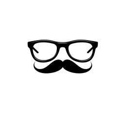 Father's day concept. sunglasses and funny moustache on white background, 3D rendering.
