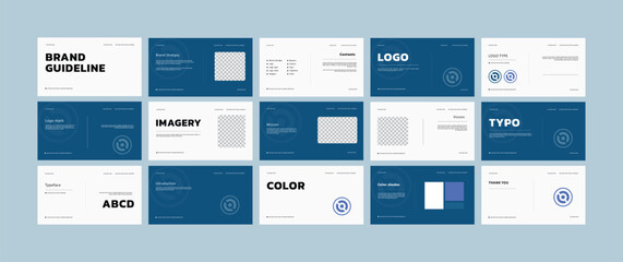 Brand guidelines design template. Brand identity templates. Logo and brand strategy guide manual presentation. Complete brand guidelines layout. Logo guideline book.