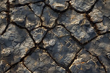 Fototapeta premium Cracked Dry Ground Surface Pattern with Drought Signs and Texture