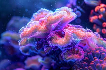 Obraz premium Vibrant Underwater Coral Reef with Colorful Soft Corals and Sea Life