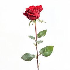 stunning red rose with lush green leaves, symbolizing love and beauty. Perfect for romantic occasions and floral arrangements