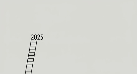 Fototapeta premium Ladder leads up to the year two thousand twenty five