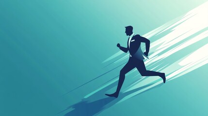 Businessman running forward. Abstract illustration. Modern lifestyle metaphor. Web icon with long shadows for application