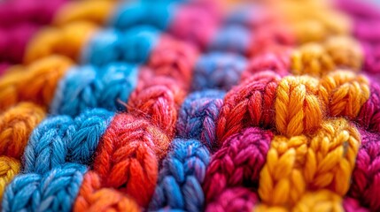 Colorful Knitted Fabric Close Up Texture