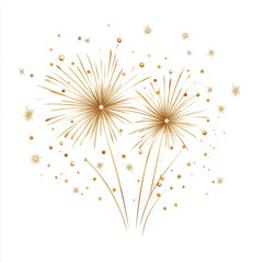 Golden fireworks burst in celebration, illuminating night sky with joy and excitement