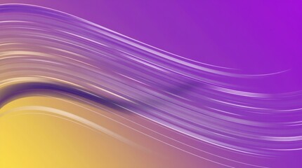 Abstract composition of smooth flowing lines in purple and yellow shades blending harmoniously together