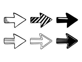 Hand drawn arrows icons set, Vector icon, Line art Vector, Doodle Icon