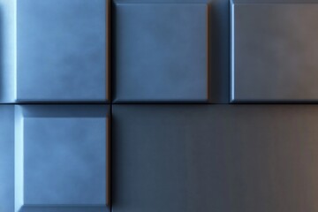 Subtle Blue Square Panels Modern Wall Texture. AI Generated