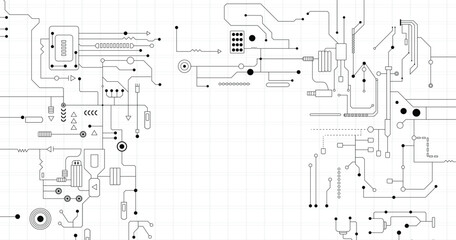 Seamless pattern with Circuit board. Electronics board. High-tech technology background texture. Digital technology circuit board background and space for your text.