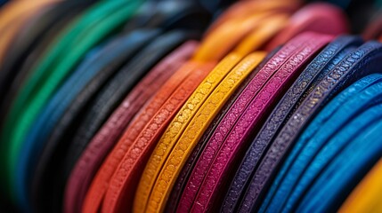 Colorful Leather Cords Arranged In A Vibrant Display