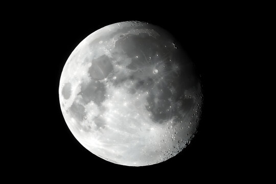 Waxing gibbous moon, night sky, celestial body