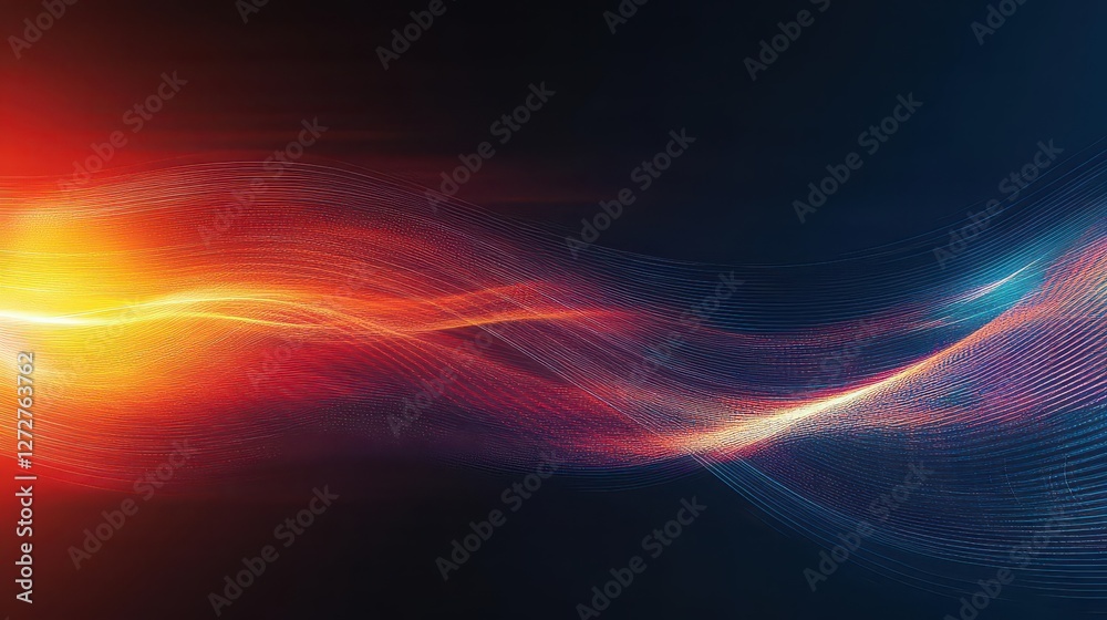Aufkleber abstract digital wave background with orange light and dark backdrop