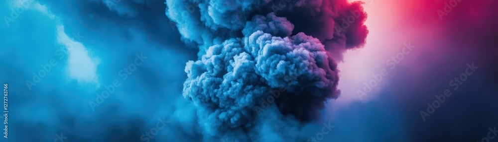 Aufkleber abstract dynamic background of dense blue and purple smoke cloud with fluid texture