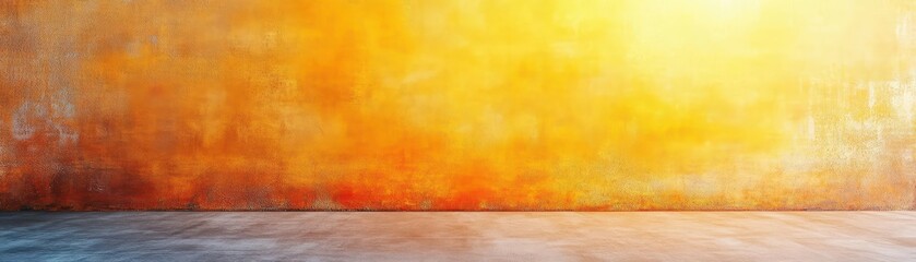 Abstract Orange and Yellow Grunge Texture Background with Rough Concrete Floor