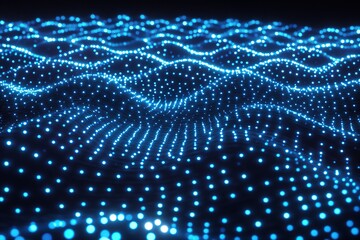 Naklejka premium Abstract Blue Light Waves Flowing Dynamically Across Digital Landscape, Creating a Futuristic, Energetic Visual Experience.