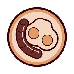Breakfast plate with sausage and eggs