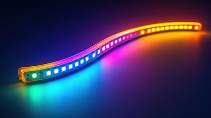 Naklejka premium Close up of glowing neon tunnel with light strip in infinite perspective and ultra hd resolution