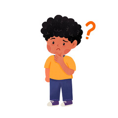 young boy with a question mark