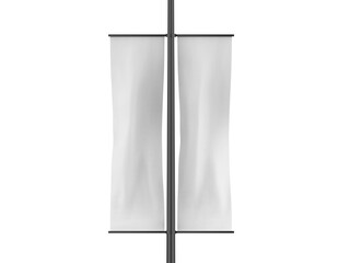 Blank white modern urban vertical banner mockup on isolated white background, 3d illustration