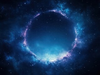 Obraz premium Deep Space Circular Nebula with Shimmering Stars and Galactic Hues of Blues and Purples