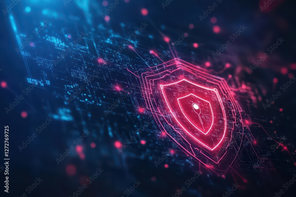 Aufkleber digital shield on blue circuit board background representing cyber security