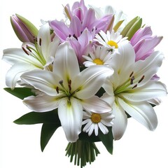 Fototapeta premium Elegant Bouquet of Lilies and Daisies