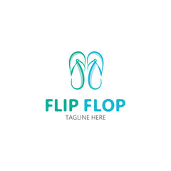Flip Flop logo design style line art template illustration
