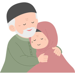 Hand drawn couple hug illustration