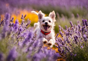 Dogs running in the grass