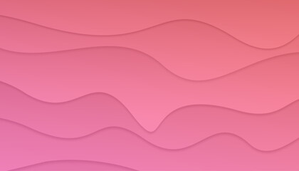 Soft Pink Gradient Waves  3D Paper Cut Style Flowing Lines in Coral to Deep Pink