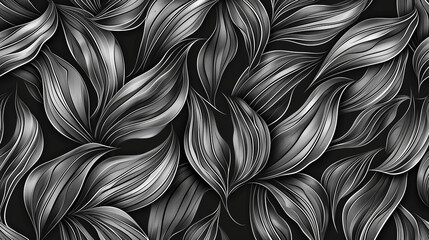 black and white minimalist Seamless pattern with leaves