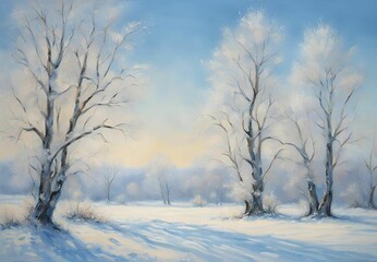 Fototapeta premium Winter landscape with trees