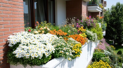 Fototapeta premium Colorful balcony garden with flowers