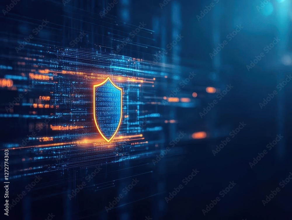 Aufkleber Password security visualization, glowing password field with shield icon