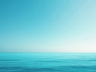 Obraz premium Vast Blue Ocean Meets Clear Sky at the Horizon on a Calm Sunny Day